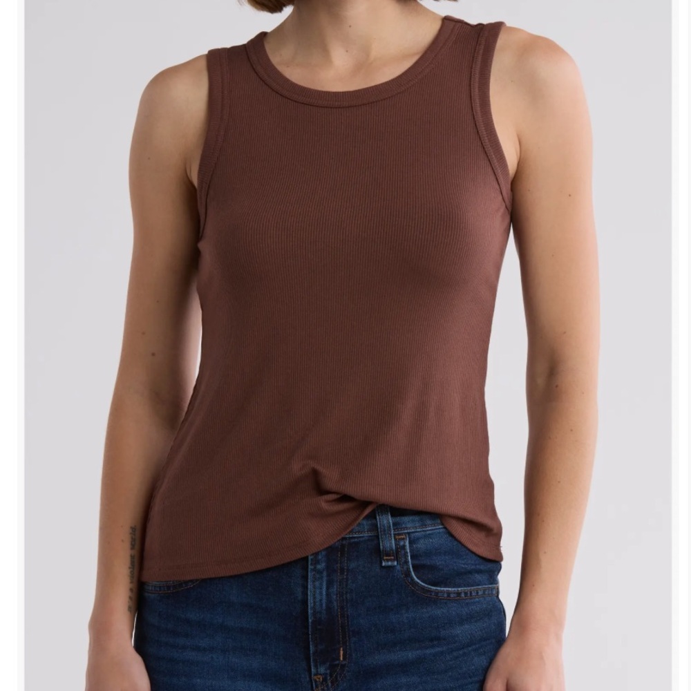 Halogen Women's Ribbed Tank Top in Brown